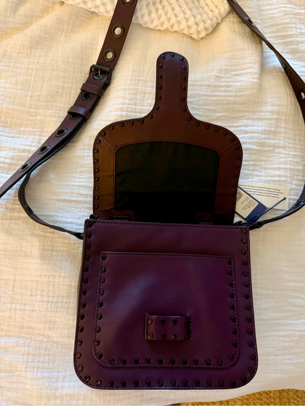 Rebecca Minkoff Plum Stud-Trim Leather Crossbody Bag - Picture 4 of 4